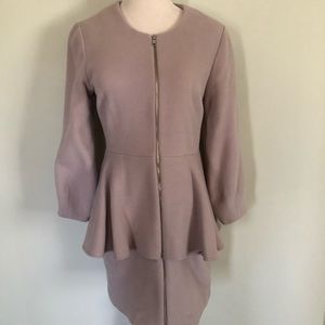 [Loeffler Randall] Beige Wool Lined Peplum Coat Sz: 2